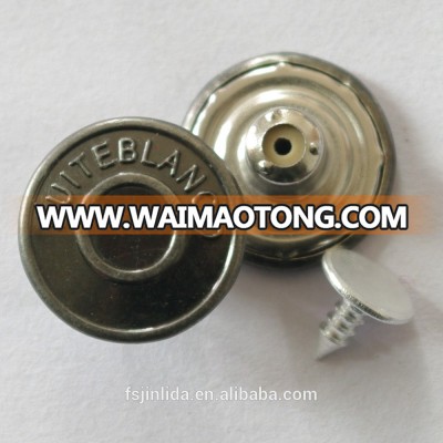 18mm metal brass nickle color jeans shank button for denim jackets