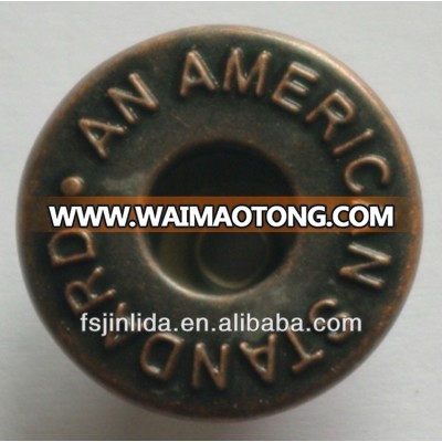 17mm hollow metal brushed button for jeans